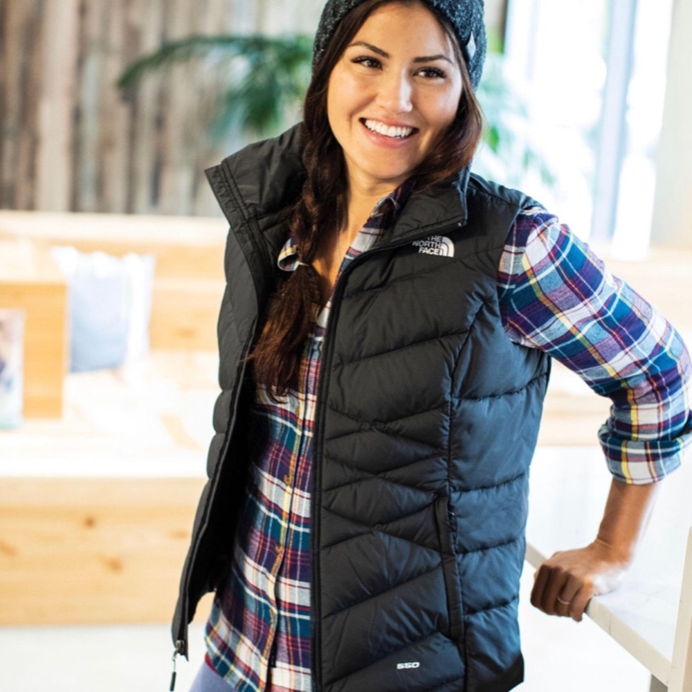 North Face Black 550 Vest with Grey Lining